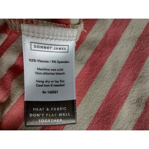 Sonnet James A Play Dress Womens Stretchy Shift Midi Coral Beige Stripes Ava S - Picture 5 of 10